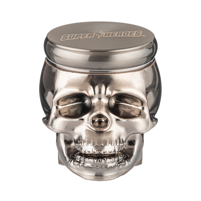 Super Heroes Grinder Metall 4tlg. Skull dark gun Frontansicht World of Smoke