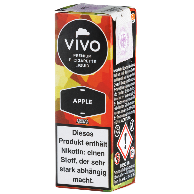 Vivo Liquid Apple 3mg 10ml Frontansicht World of Smoke