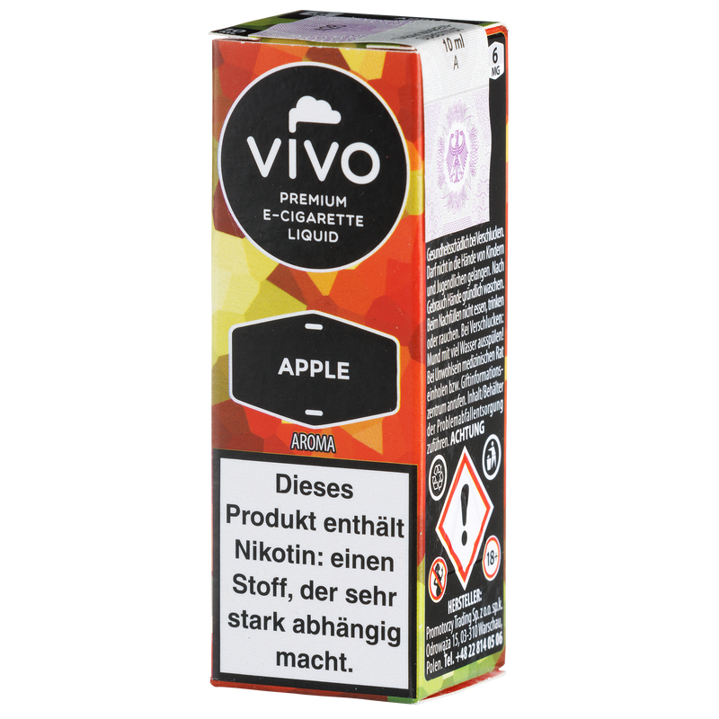 Vivo Liquid Apple 6mg 10ml Frontansicht World of Smoke