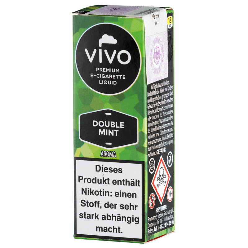 Vivo Liquid Double Mint 18mg 10ml Frontansicht World of Smoke