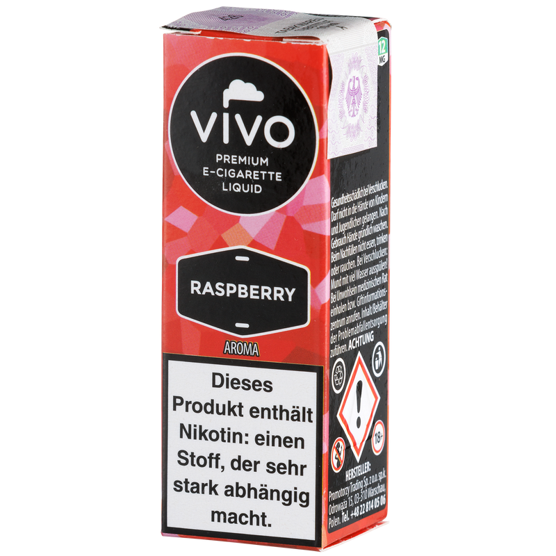 Vivo Liquid Raspberry 12mg 10ml Frontansicht World of Smoke