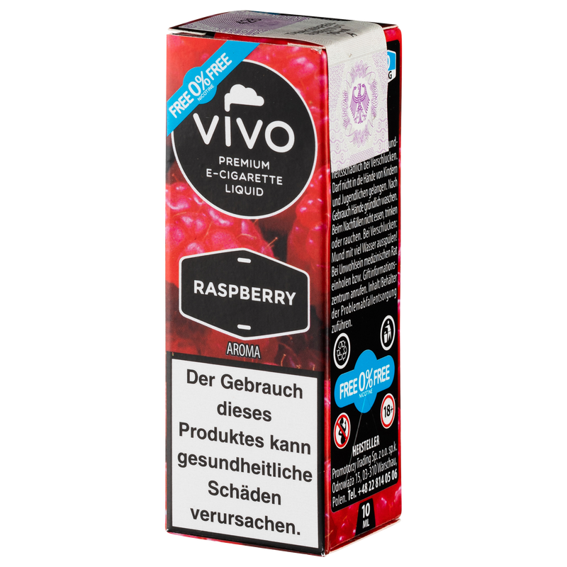 Vivo Liquid Raspberry nikotinfrei 10ml Frontansicht World of Smoke