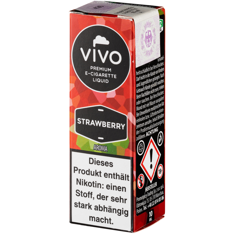 Vivo Liquid Strawberry 12mg 10ml Frontansicht World of Smoke