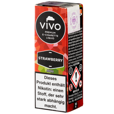 Vivo Liquid Strawberry 3mg 10ml Frontansicht World of Smoke