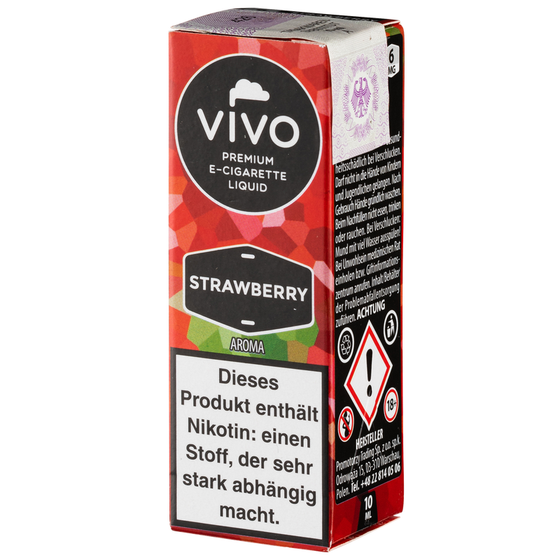 Vivo Liquid Strawberry 6mg 10ml Frontansicht World of Smoke