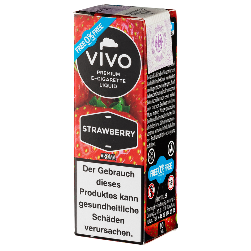 Vivo Liquid Strawberry nikotinfrei 10ml Frontansicht World of Smoke