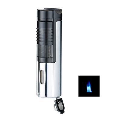 Winjet Feuerzeug 3jet chrom mit Bohrer und Zigarrenablage Detailansicht World of Smoke