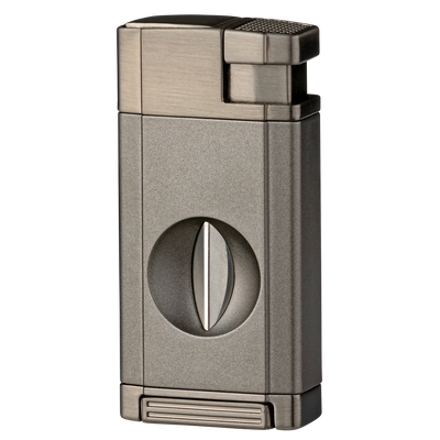 Winjet Premium Feuerzeug 2jet anthrazit mit V-Cutter Frontansicht World of Smoke